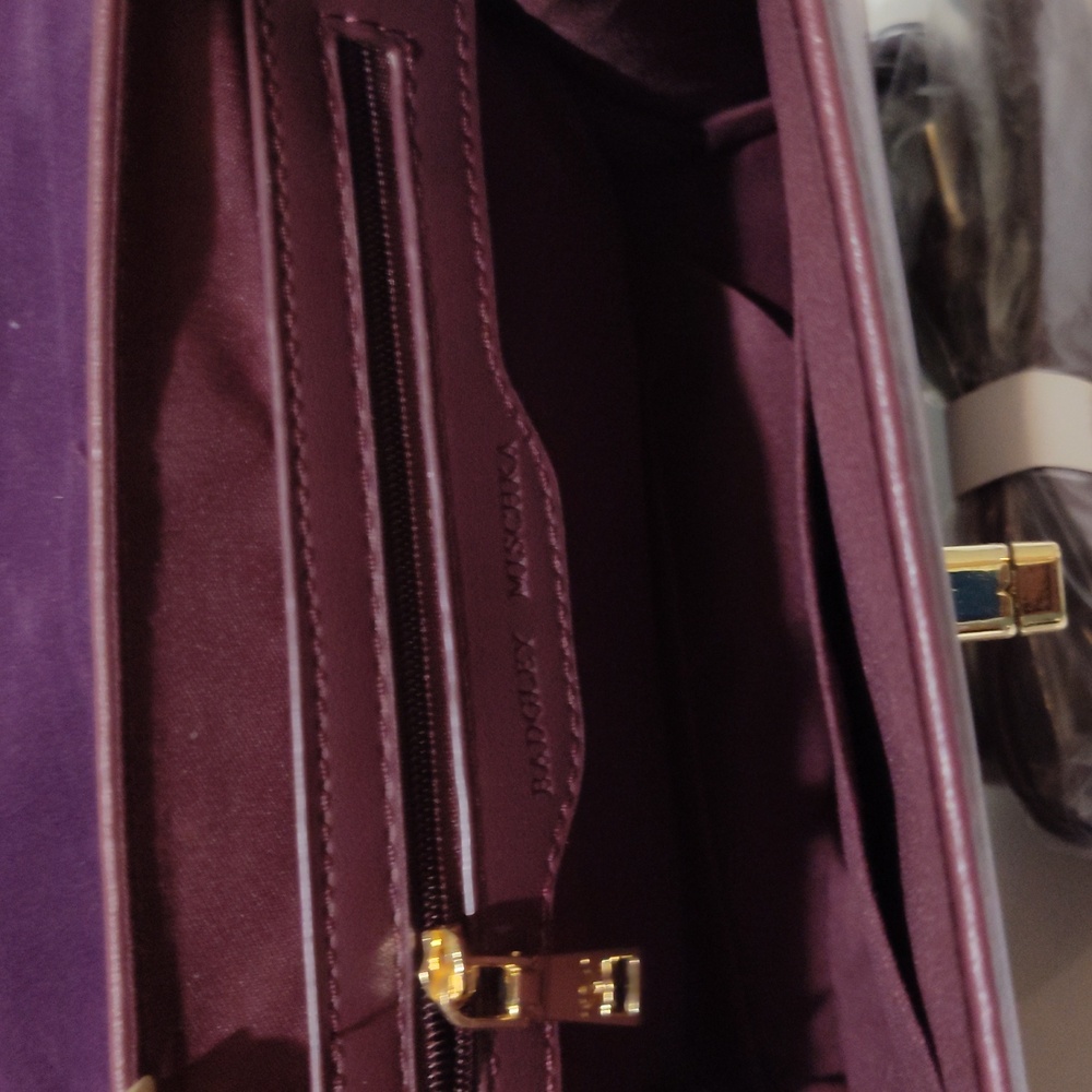 Badgley Mischka Burgundy Satchel with Gold Accents - Picture 4 of 6